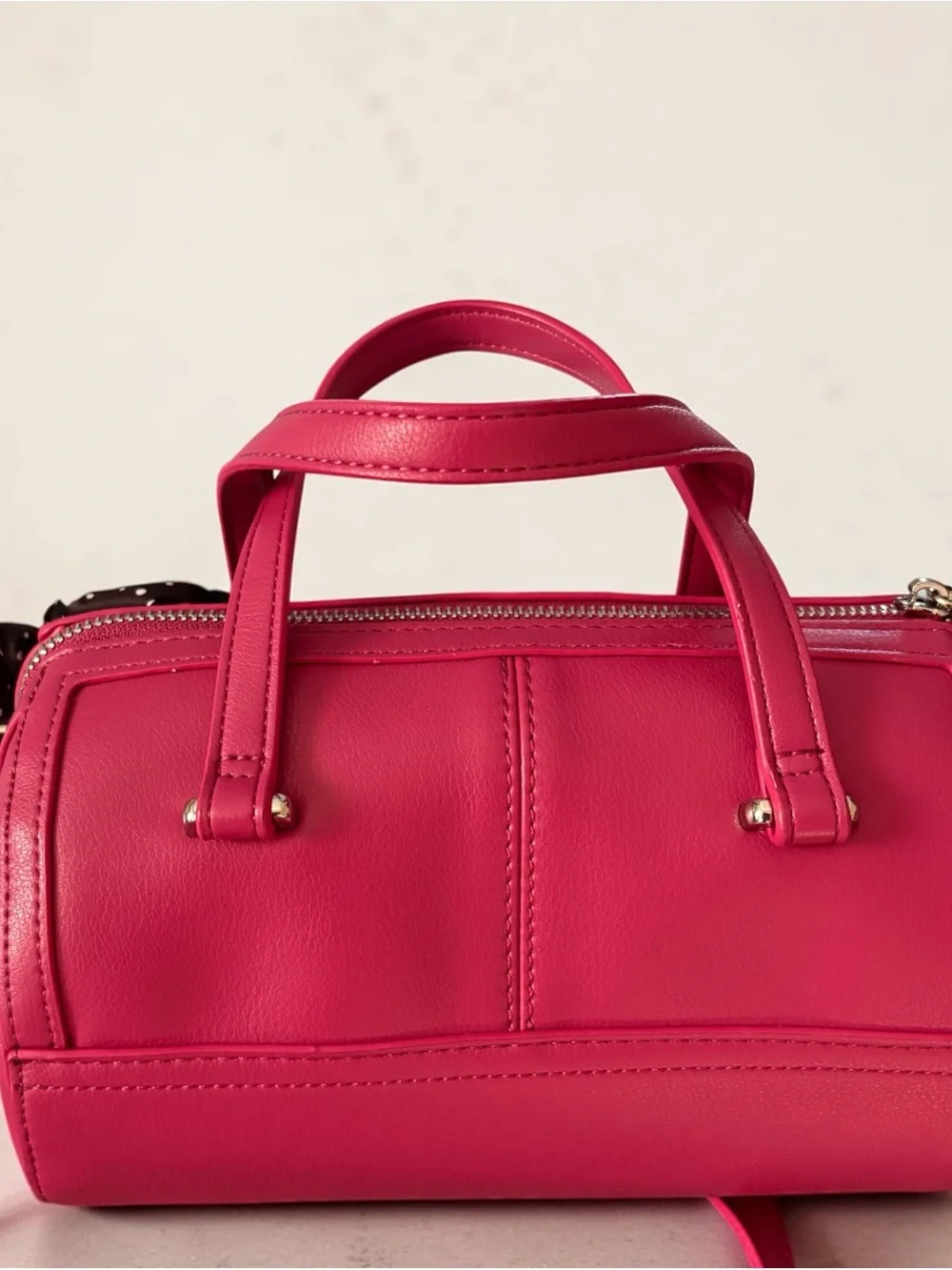 NWT Steve Madden Raspberry Pink Satchel Crossbody Bag with Polka Dot Scrunchie